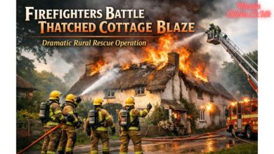 Firefighters Battle Thatched Cottage Blaze